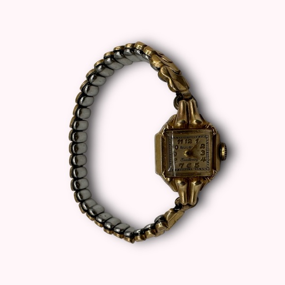 Women’s 1950s Vintage Bulova Two Toned 10k Gold Stretch Wrist Cocktail Watch - Picture 1 of 5